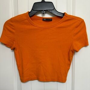 Zara, crop top, orange, small
